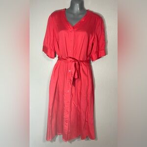 NWT Liz Claiborne short sleeve midi shirt dress.color Teaberry (pink) si…